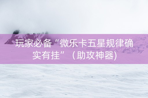 玩家必备“微乐卡五星规律确实有挂”（助攻神器)