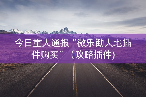 今日重大通报“微乐锄大地插件购买”（攻略插件)