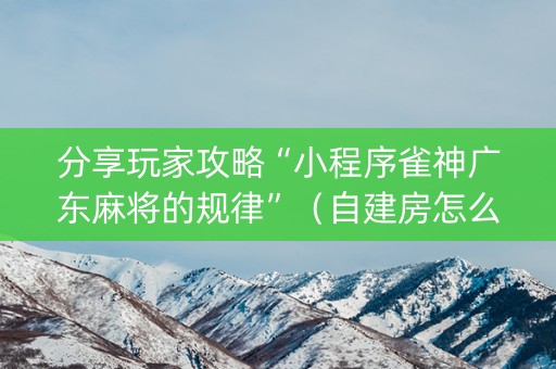 分享玩家攻略“小程序雀神广东麻将的规律”（自建房怎么赢)