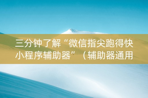 三分钟了解“微信指尖跑得快小程序辅助器”（辅助器通用版)