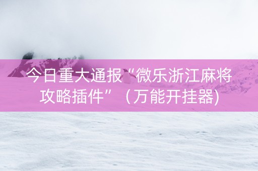 今日重大通报“微乐浙江麻将攻略插件”（万能开挂器)