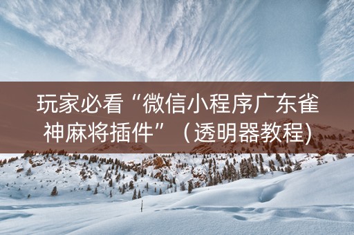 玩家必看“微信小程序广东雀神麻将插件”（透明器教程)