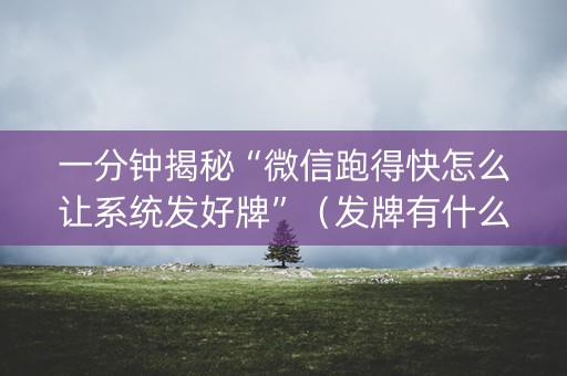 一分钟揭秘“微信跑得快怎么让系统发好牌”（发牌有什么规律吗)