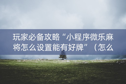 玩家必备攻略“小程序微乐麻将怎么设置能有好牌”（怎么控制输赢)