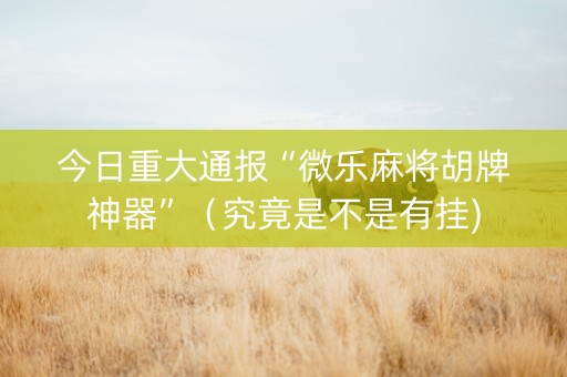 今日重大通报“微乐麻将胡牌神器”（究竟是不是有挂)