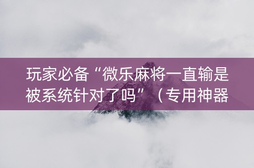 玩家必备“微乐麻将一直输是被系统针对了吗”（专用神器)