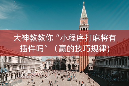 大神教教你“小程序打麻将有插件吗”（赢的技巧规律)