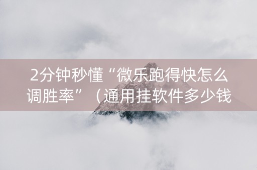 2分钟秒懂“微乐跑得快怎么调胜率”（通用挂软件多少钱)