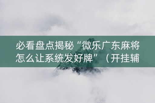 必看盘点揭秘“微乐广东麻将怎么让系统发好牌”（开挂辅助器插件)