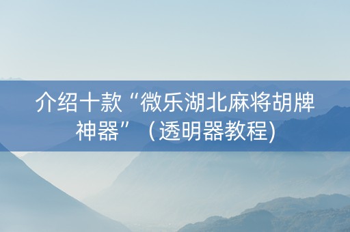 介绍十款“微乐湖北麻将胡牌神器”（透明器教程)