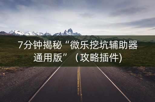 7分钟揭秘“微乐挖坑辅助器通用版”（攻略插件)
