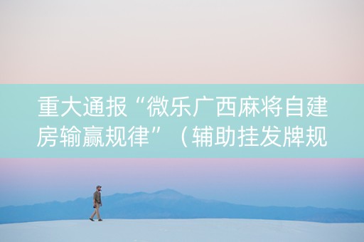 重大通报“微乐广西麻将自建房输赢规律”（辅助挂发牌规律)