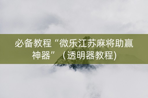 必备教程“微乐江苏麻将助赢神器”（透明器教程)
