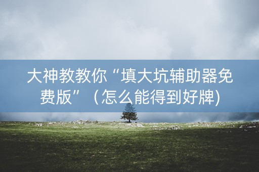 大神教教你“填大坑辅助器免费版”（怎么能得到好牌)