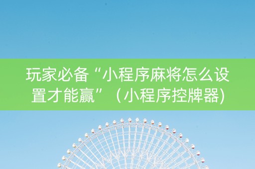 玩家必备“小程序麻将怎么设置才能赢”（小程序控牌器)