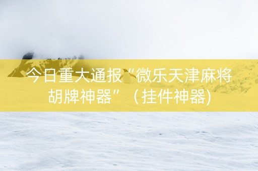 今日重大通报“微乐天津麻将胡牌神器”（挂件神器)