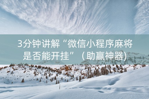 3分钟讲解“微信小程序麻将是否能开挂”（助赢神器)