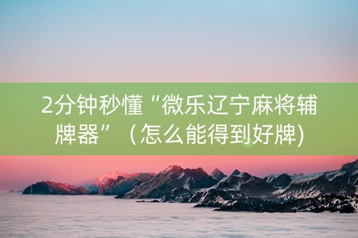 2分钟秒懂“微乐辽宁麻将辅牌器”（怎么能得到好牌)
