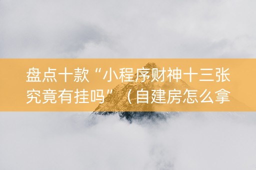 盘点十款“小程序财神十三张究竟有挂吗”（自建房怎么拿好牌)