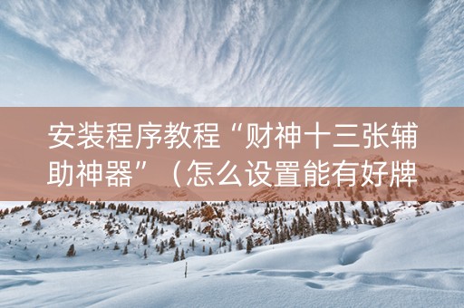 安装程序教程“财神十三张辅助神器”（怎么设置能有好牌)