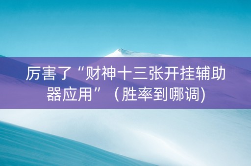 厉害了“财神十三张开挂辅助器应用”（胜率到哪调)