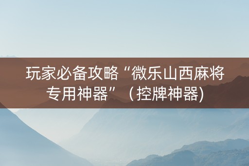 玩家必备攻略“微乐山西麻将专用神器”（控牌神器)