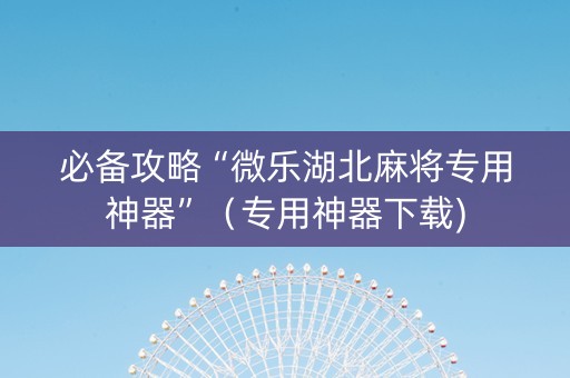 必备攻略“微乐湖北麻将专用神器”（专用神器下载)