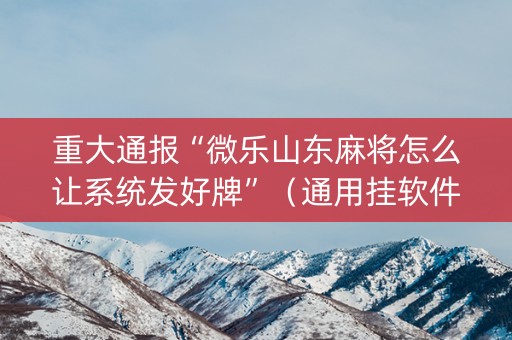 重大通报“微乐山东麻将怎么让系统发好牌”（通用挂软件多少钱)