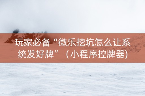 玩家必备“微乐挖坑怎么让系统发好牌”（小程序控牌器)