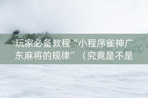 玩家必备教程“小程序雀神广东麻将的规律”（究竟是不是有挂)