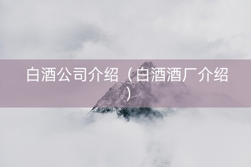 白酒公司介绍（白酒酒厂介绍）