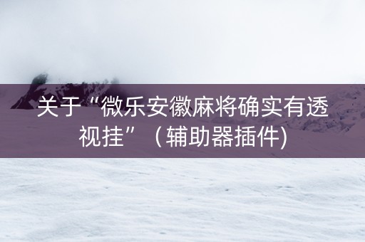 关于“微乐安徽麻将确实有透视挂”（辅助器插件)