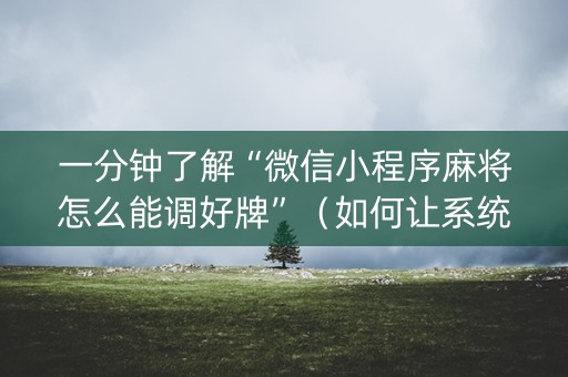 一分钟了解“微信小程序麻将怎么能调好牌”（如何让系统发好牌)