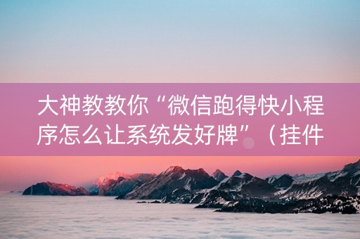 大神教教你“微信跑得快小程序怎么让系统发好牌”（挂件神器)