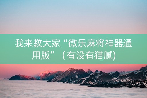 我来教大家“微乐麻将神器通用版”（有没有猫腻)