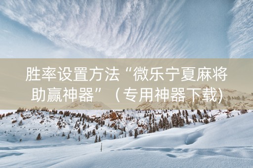 胜率设置方法“微乐宁夏麻将助赢神器”（专用神器下载)