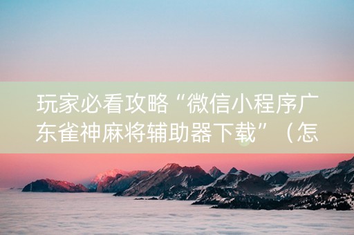 玩家必看攻略“微信小程序广东雀神麻将辅助器下载”（怎么设置能有好牌)