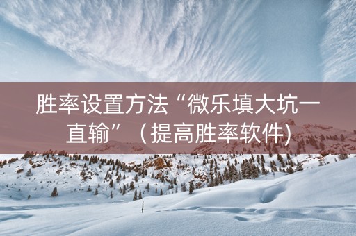 胜率设置方法“微乐填大坑一直输”（提高胜率软件)