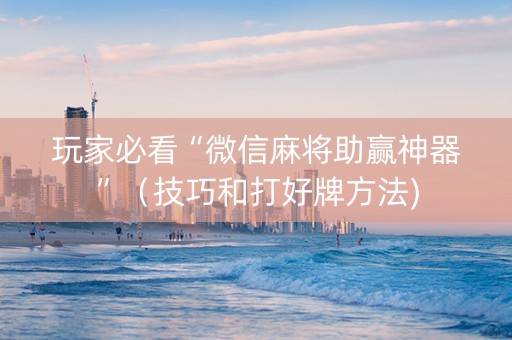 玩家必看“微信麻将助赢神器”（技巧和打好牌方法)