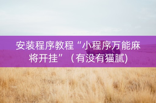 安装程序教程“小程序万能麻将开挂”（有没有猫腻)