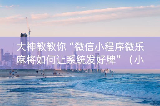 大神教教你“微信小程序微乐麻将如何让系统发好牌”（小程序怎么才会赢)