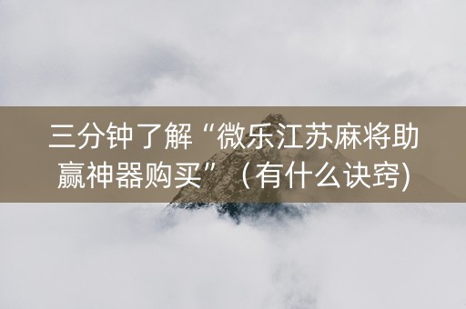 三分钟了解“微乐江苏麻将助赢神器购买”（有什么诀窍)