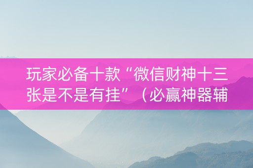 玩家必备十款“微信财神十三张是不是有挂”（必赢神器辅助器)