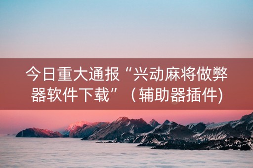 今日重大通报“兴动麻将做弊器软件下载”（辅助器插件)
