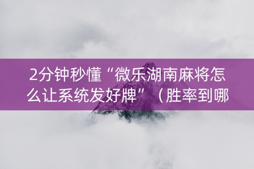 2分钟秒懂“微乐湖南麻将怎么让系统发好牌”（胜率到哪调)