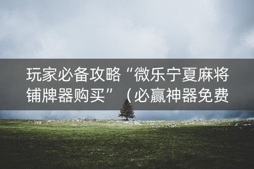 玩家必备攻略“微乐宁夏麻将铺牌器购买”（必赢神器免费安装)