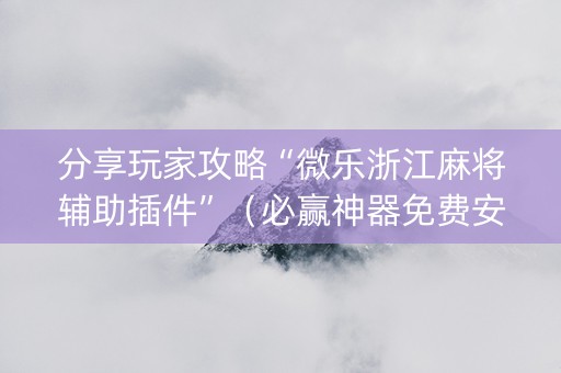 分享玩家攻略“微乐浙江麻将辅助插件”（必赢神器免费安装)