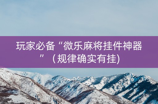 玩家必备“微乐麻将挂件神器”（规律确实有挂)