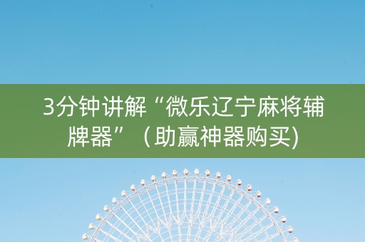 3分钟讲解“微乐辽宁麻将辅牌器”（助赢神器购买)