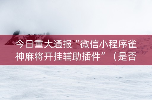今日重大通报“微信小程序雀神麻将开挂辅助插件”（是否能开挂)